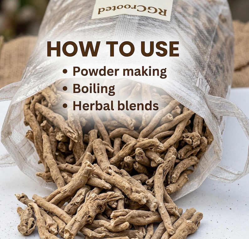 Ashwagandha-rot hela, naturliga torkade rötter, örtingrediens för traditionellt bruk bild 6