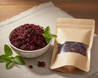 Fiori di ibisco, Rosa sinensis / Petali di ibisco naturali / Infuso di erbe / Fiore botanico