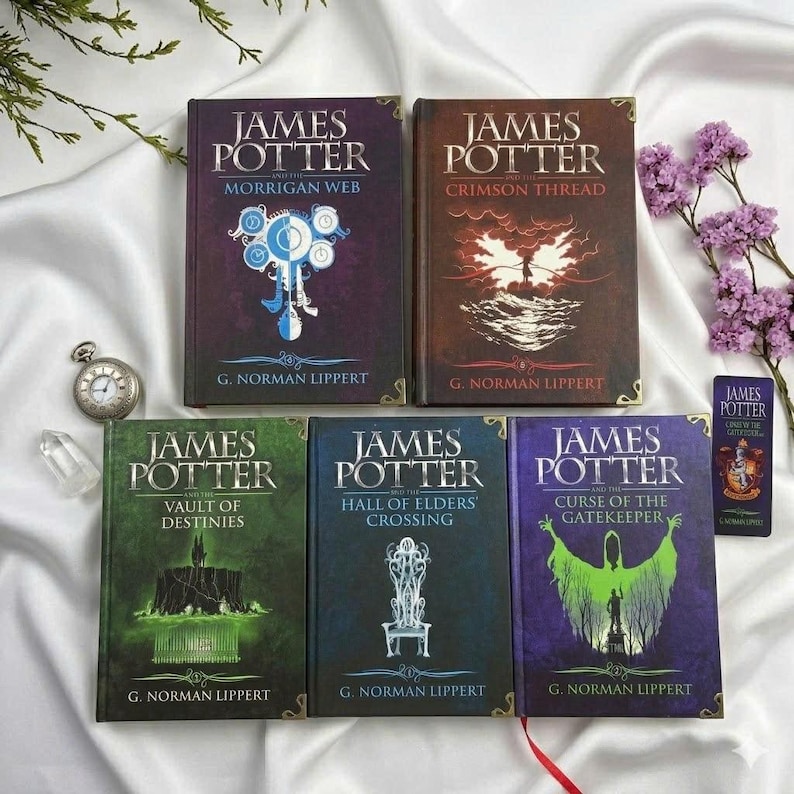 James Potter Complete Hardcover Book Set by G. Norman Lippert, Fantasy Adventure Series, Collector Edition Books for Wizard Fiction Fans JP COMBO5 S1
