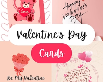 Valentine Postcard Set of 4 – Minimalist A6 Printable Cards