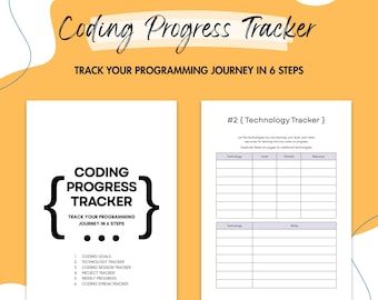Coding Progress Tracker for Beginners – Developer Printable Planner (A4 & US Letter)
