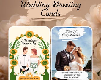 Wedding Greeting Card Set – 10 Printable 5x7 Designs, One-Sided or Folded, Instant Download