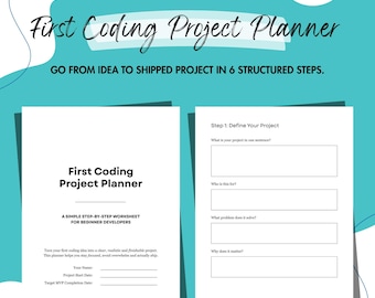 Coding Project Planner and Tracker | Developer Workbook for Beginners (Printable A4 & US Letter)
