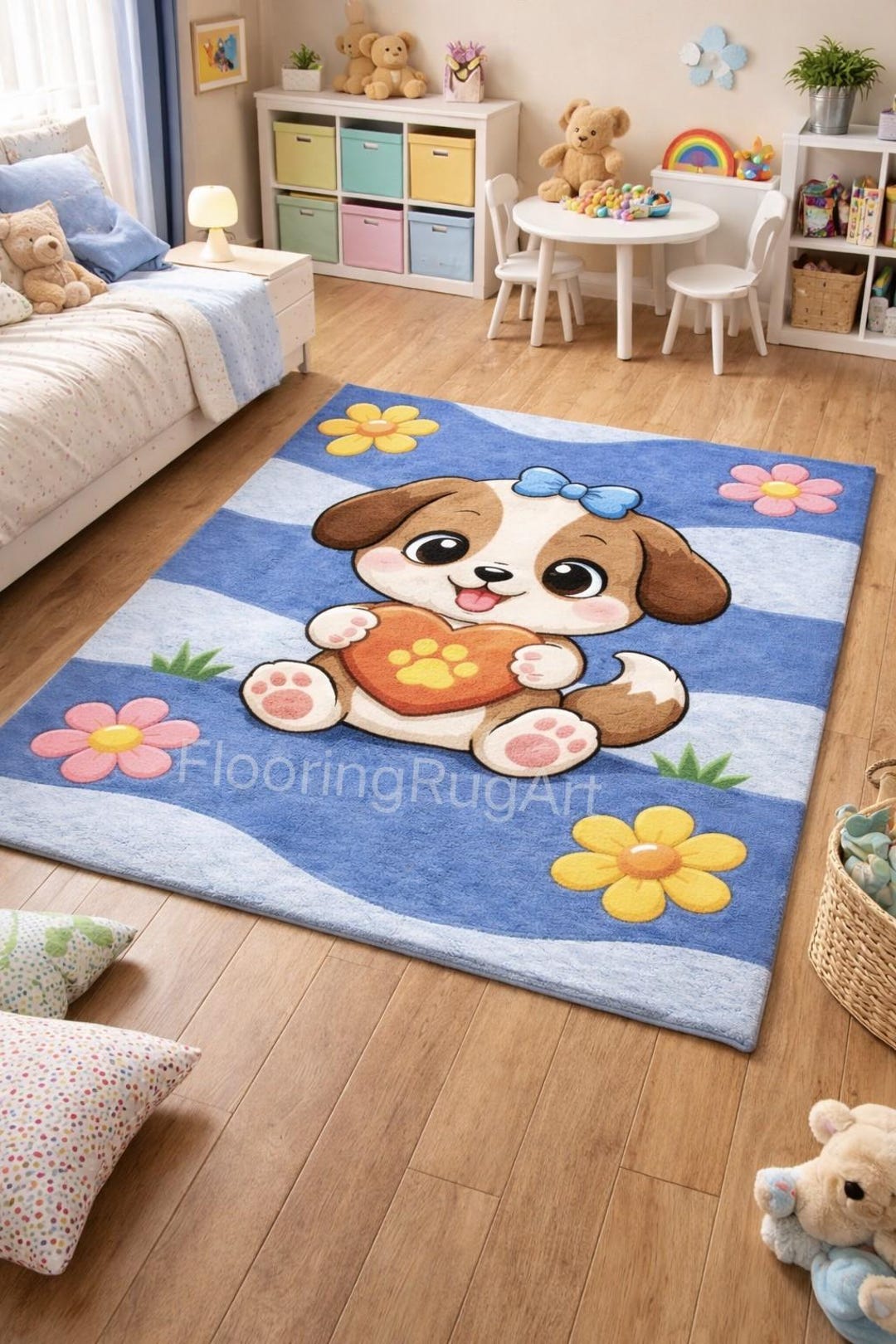 Kids Cartoon Puppy Rug | Nursery & Playroom Carpet | Soft Carpet - Etsy