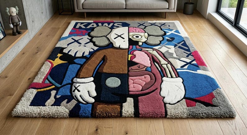 Action Figure Rug Street Art Character Rug – Hand Tufted Urban Cartoon Carpet, Abstract ...