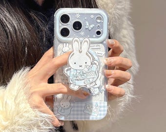 Funda para iPhone con diseño de conejita Miffy con agarre magnético y soporte para teléfono