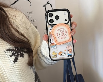 Funda para iPhone de Snoopy Bakery, Charlie Brown, borde negro magnético