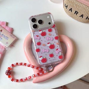 Pink Bow Red Apple Hello Kitty Phone Case with Strap, Compatible with iPhone 17 Pro Max, 17 Pro, 16 Pro Max Series image 7
