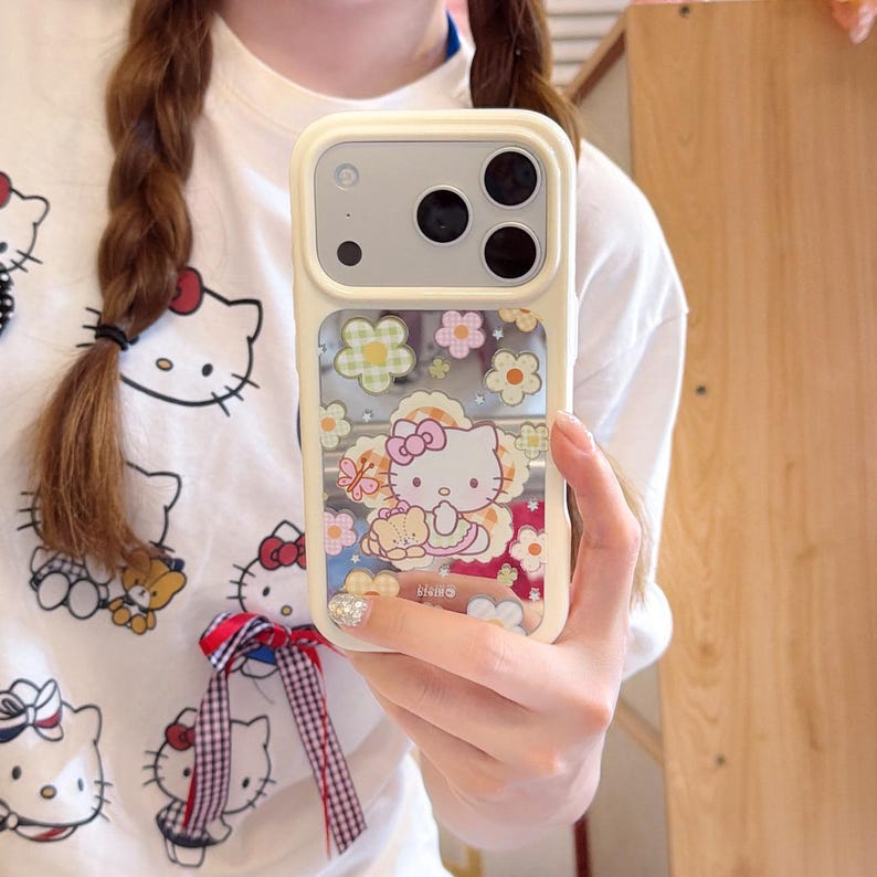 Korean Floral Hello Kitty & Bear Phone Case for iPhone 17 Pro Max, 17 Pro, 16 Pro Max Series image 2