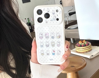 Polka Dot Miffy Rabbit Phone Case for iPhone 17 Pro, 16 Pro Max, 15 Series