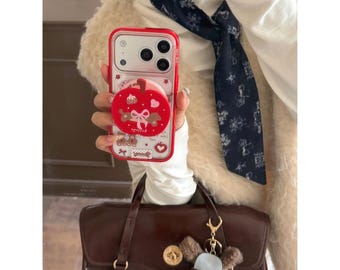 Funda para iPhone con diseño de perro salchicha, con tapa magnética giratoria roja, para iPhone 13-17