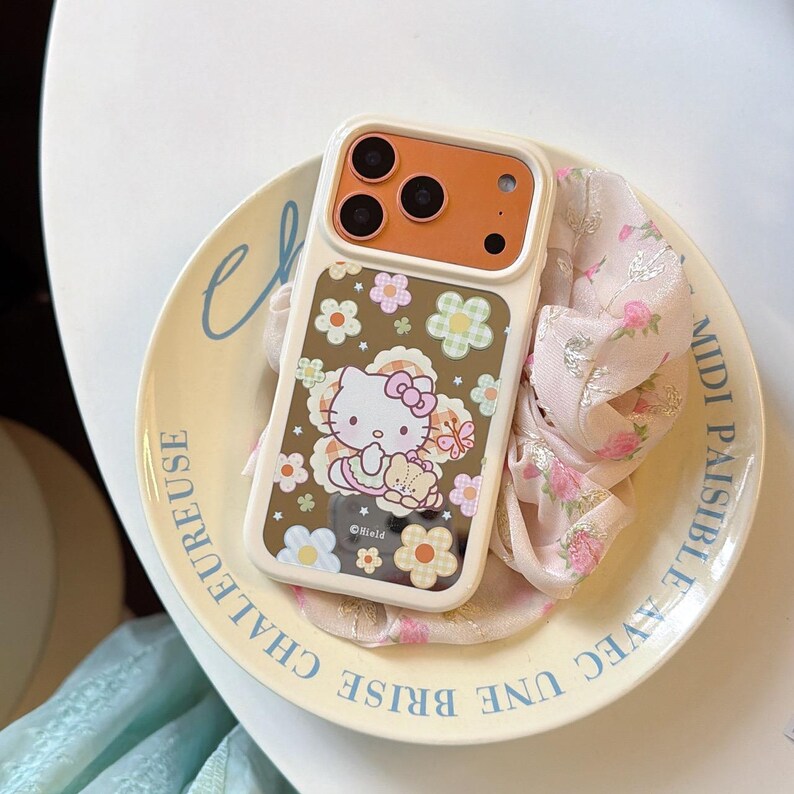 Korean Floral Hello Kitty & Bear Phone Case for iPhone 17 Pro Max, 17 Pro, 16 Pro Max Series image 6