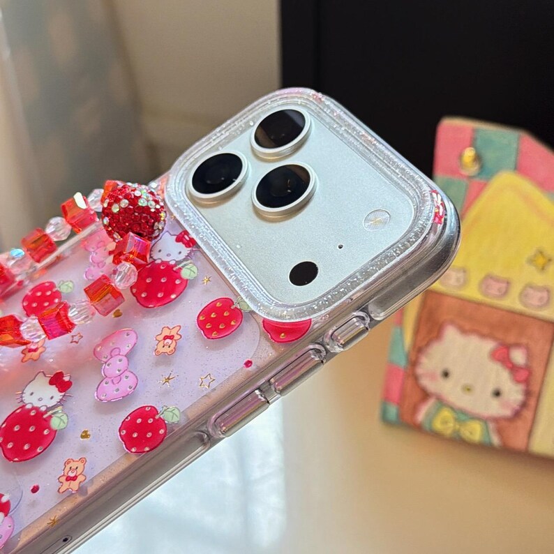 Pink Bow Red Apple Hello Kitty Phone Case with Strap, Compatible with iPhone 17 Pro Max, 17 Pro, 16 Pro Max Series image 8