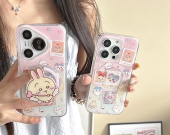 Funda magnética Chiikawa para iPhone 13-17, protección artística