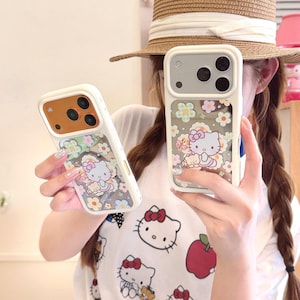 Korean Floral Hello Kitty & Bear Phone Case for iPhone 17 Pro Max, 17 Pro, 16 Pro Max Series image 1