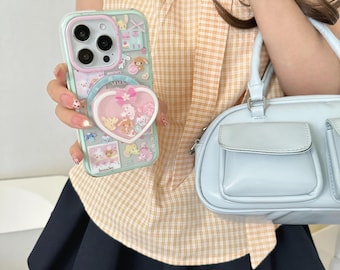 Bonita funda MagSafe con temática de postres, con soporte y cierre giratorio, compatible con iPhone 17 Pro, 16 Pro Max y la serie 15.