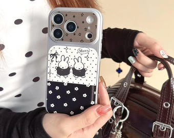 Miffy iPhone Case, Polka Dot Flower Design, with Lanyard