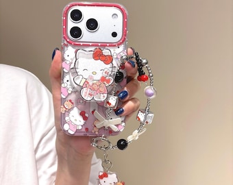 Funda magnética con lazo de Hello Kitty para iPhone 17 Pro Max, 17 Pro y 16 Pro Max.