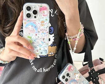 Cute Angel Hello Kitty Unicorn Phone Case with Lanyard for iPhone 17 Pro/16 Pro Max/15 Series
