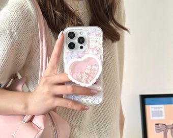 Handcrafted iPhone Case with Heart Charm, Cat Lover Gift