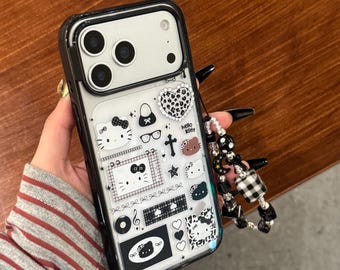 Funda de Hello Kitty con estampado gótico oscuro y estampado de leopardo para iPhone 17 Pro, 16 Pro Max y 15