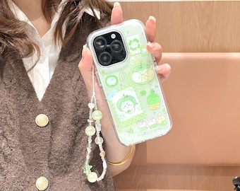 Green Apple Chiikawa iPhone Case with Lanyard, Universal Fit
