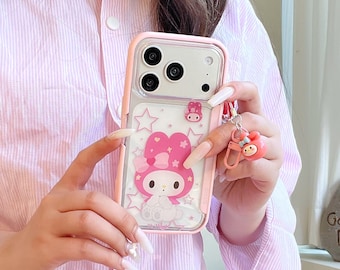 Cute Pink My Melody Flip Stand Phone Case for iPhone 17 Pro, 16 Pro Max, and 15 Series