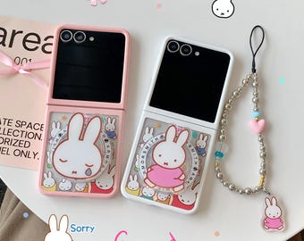 Miffy Magnetic Phone Case with Strap for Samsung Galaxy Z Flip 7 6 5