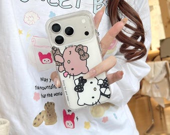 Cute Leopard Print Hello Kitty Phone Case with Wrist Strap for iPhone 17 Pro, 16 Pro Max, 15 Series