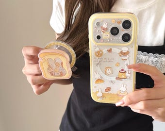 Cute Toast Miffy Magnetic Stand Case for iPhone 17 Pro Max/17 Pro/16 Pro Max