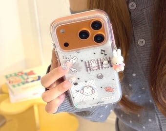 Funda para teléfono con diseño de conejo Miffy, diseño de auriculares, universal para iPhone 13-17.