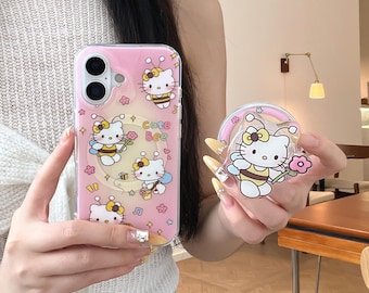 Funda magnética para teléfono Creative Bee y Hello Kitty con soporte desmontable, compatible con las series iPhone 17 Pro Max/17 Pro/16 Pro Max.
