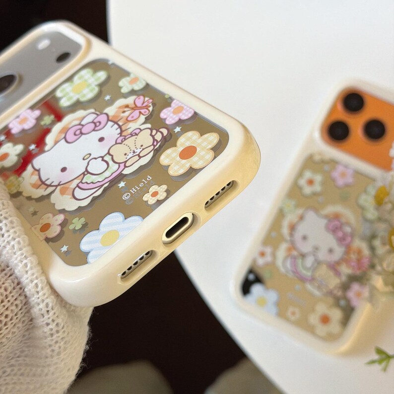 Korean Floral Hello Kitty & Bear Phone Case for iPhone 17 Pro Max, 17 Pro, 16 Pro Max Series image 8