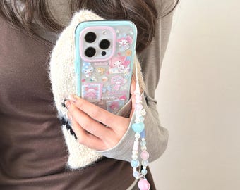 Bonita funda para teléfono con correa Sanrio My Melody Dessert, para iPhone 17 Pro, 16 Pro Max, serie 15.