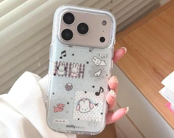 Miffy Rabbit Phone Case, Headphone Design, Universal iPhone 13-17 Series