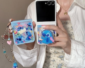 Stitch Magnetic Phone Case with Lanyard for Samsung Galaxy Z Flip 3/4/5/6/7/8