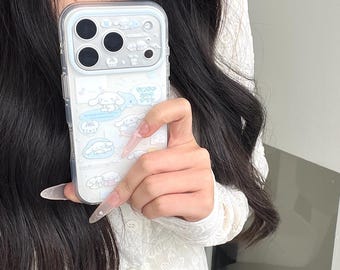 Blue Cute Big-Eared Dog Phone Case, Compatible with iPhone 17 Pro, 16 Pro Max, and iPhone 15 Series