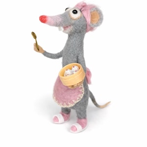 Handgemachte Nadel Gefilzte Maus Puppe Wolle Figur mit Knödel, Skurril Dekor