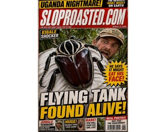 Flying Tank Found Alive! Tabloid Poster, Funny Satire Wall Art, SlopRoasted Print