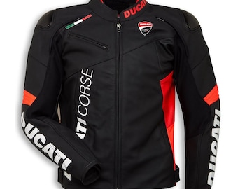 Corse Style Racing Leather Jacket - Stylish Men CE Motorcycle Biker Jacket