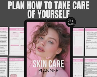 Modello Canva per pianificatore di cura della pelle: diario di cura di sé, PLR e MRR (prodotto digitale)
