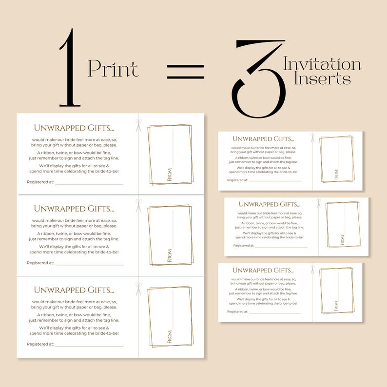 Editable Display Shower Instruction Card Unwrapped Shower Invitation ...