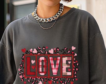 Valentine Love Shirt, Valentines Day Shirt, Love Graphic T Shirt for Women, Cute Heart Leopard Print Tee