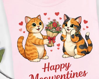 Happy Meowentines Cat Shirt, Cute Valentine Cats T-Shirt, Cat Lover Gift, Cat Mom Shirt, Valentines Day Cat Tee