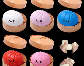 Giant Dumpling Squishy, 4/6/10 Inch Squishy Dumpling Squishy Large, Valentines Day Jumbo Dumplings Bun with Face for Adults