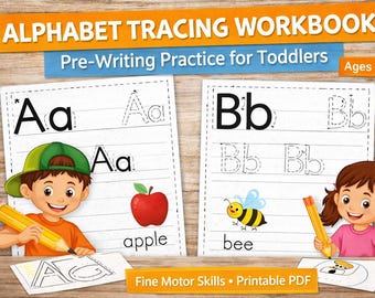 Alphabet Tracing Workbook Printable, Letter Tracing for Toddlers, Preschool Writing Practice, Pre Worksheets Kids