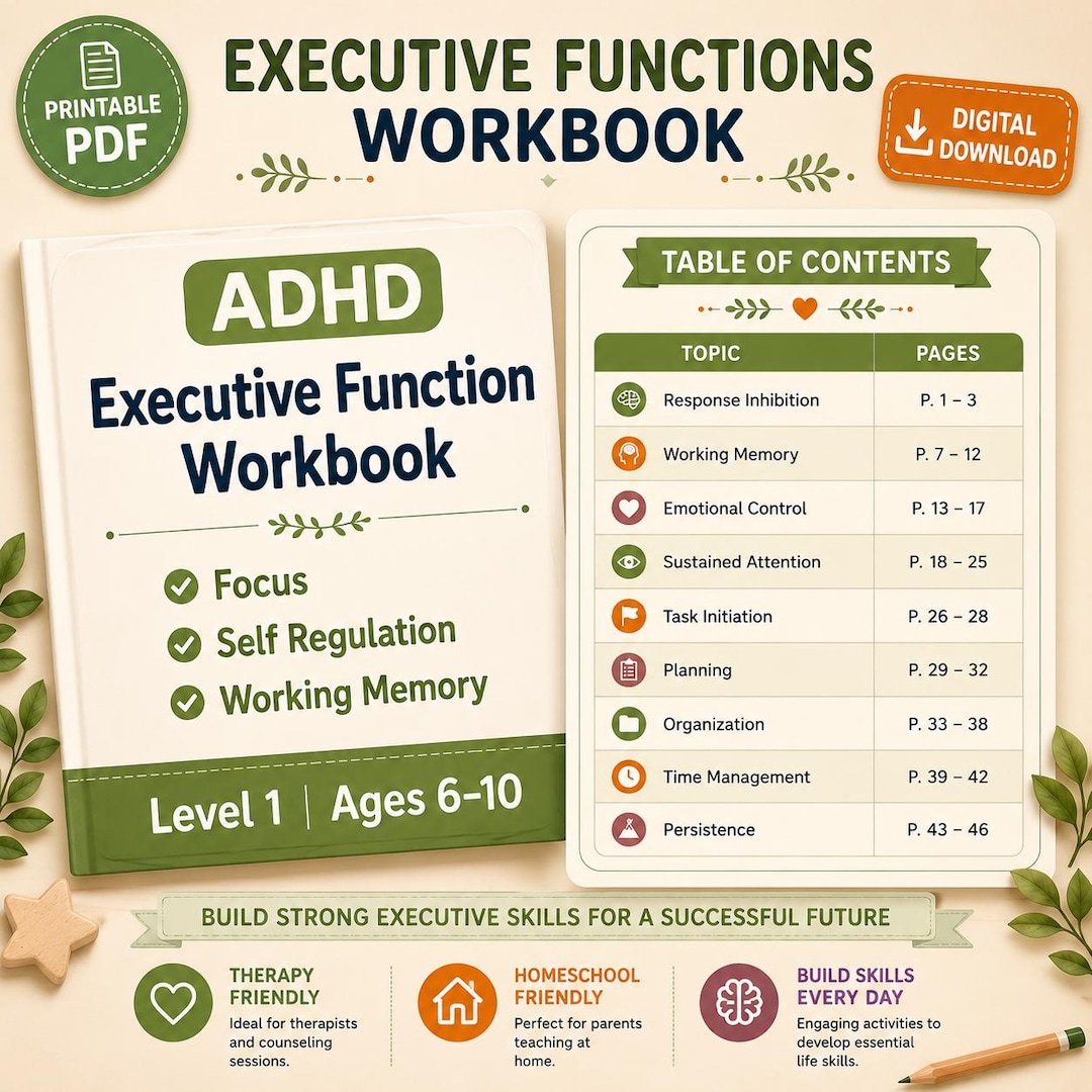 Kids Executive Function Workbook Printable, Focus and Planning ...