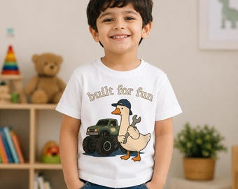 Koszulka dla dzieci z motywem mechanika Goose Monster Truck, zabawny wzór dla maluchów (do pobrania w wersji cyfrowej)