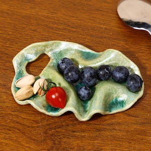 Wavy Organic Teal Green Ceramic Charcuterie Board Handmade Tapas Platter Artisan Pottery Serving Tray Snack Dish Appetizer Board