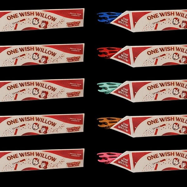 Willow de One Wish – Réplica de utilería de la película Obsession (2026). Incluye caja. Colores y tamaños personalizados disponibles.